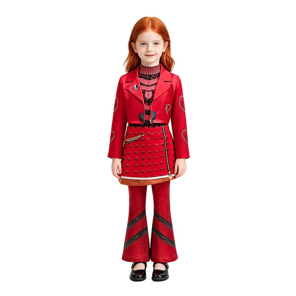 Girl wearing Descendants Wicked Wonderland Red costume front view