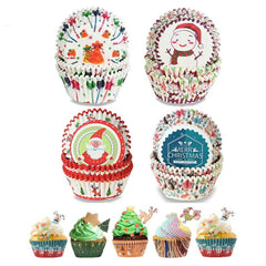Christmas Cupcake Liners 100 Pack – Paper Cupcake Cases & Patty Pans, 5cm Base