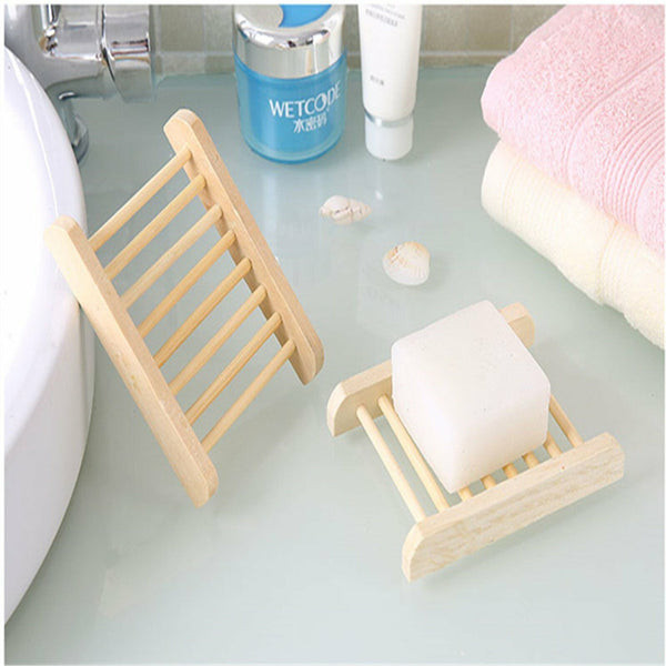 10-50X Natural Wooden Bamboo Soap Dish Tray Holder Storage Soap Rack Soap Dish