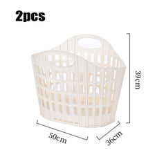 2PCS Foldable Laundry Basket Large Plastic Clothes Storage Hamper