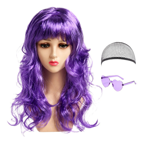 Pink long wavy costume wig
