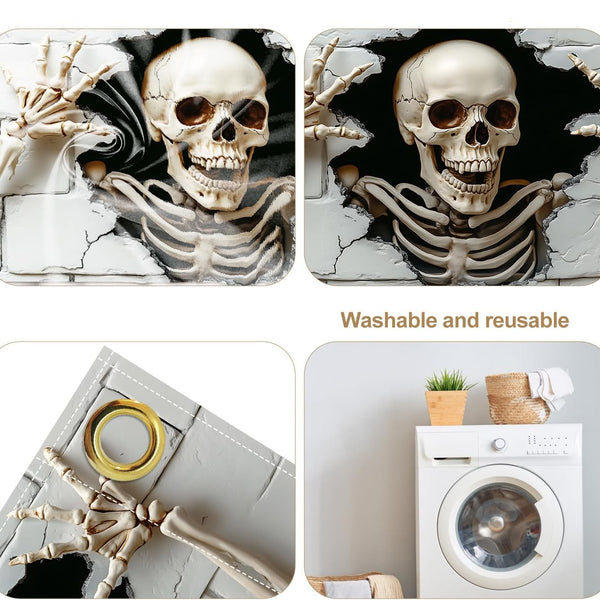 Reinforced grommet and ribbon tie on a Halloween backdrop banner