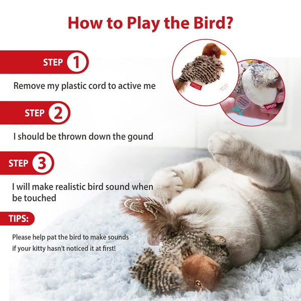 Interactive Cat Toy Bored Real Chirping Bird Electronic Kitten Toys Indoor Toys