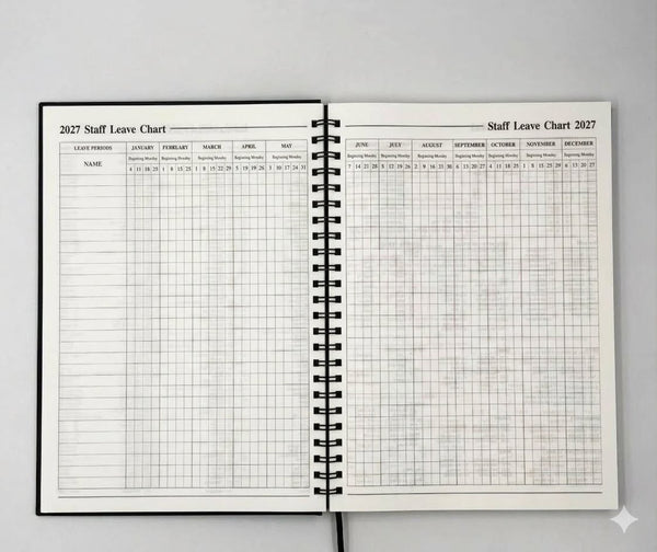 2027 A4 Week To ViewBlack Hard Cover Office Planner Calendar Journal AU