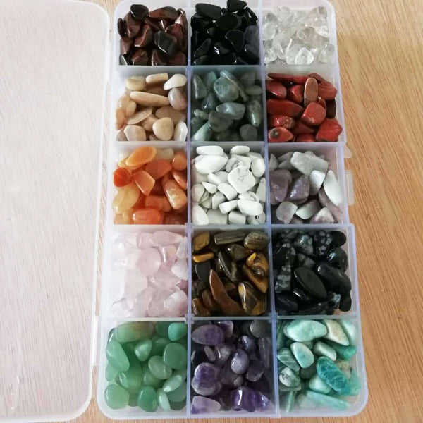 2 Sets Natural Gemstone Crystal Chips Tumbled Stones Chakra Healing Collection