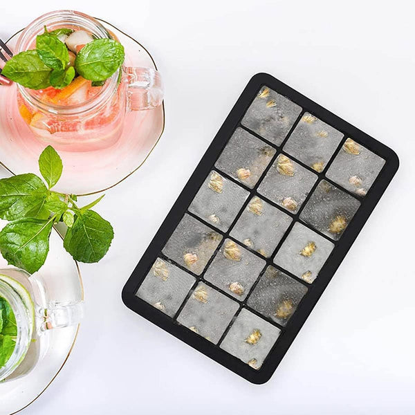 15 Grid Large Ice Cube Tray Silicone Mold | Big Square Ice Maker for Whiskey