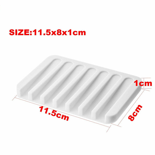 5pcs Silicone Soap Dish Storage Holder Soapbox Plate Tray Drain Box Tool Bathroo