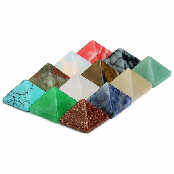 14Pcs Natural Chakra Pyramid Quartz Stone Set Reiki Generator Healing Gemstones
