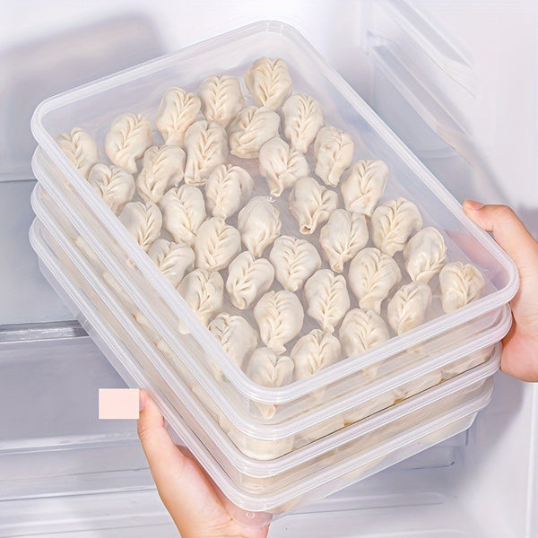 2 Pack Fridge Dumpling Storage Boxes with Lids – Sealed Rectangular Food Containers for Freezer and Refrigerator