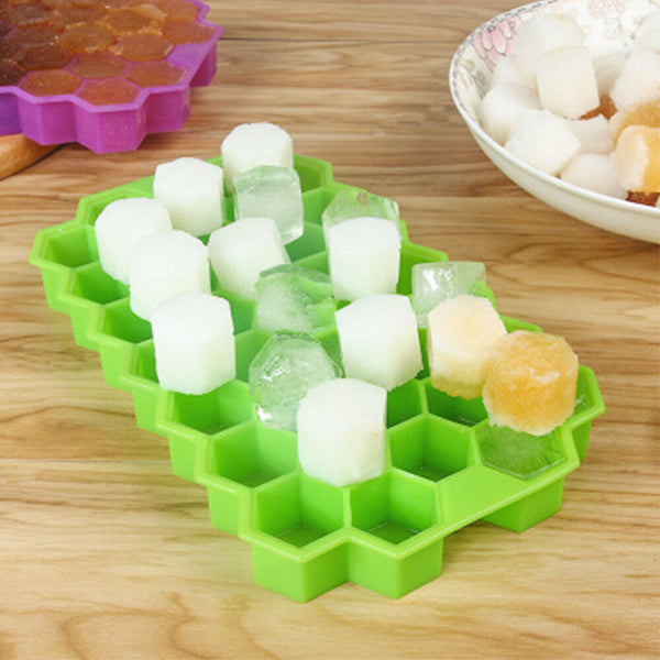 37 Slot Plastic + Lid Home Freezer Maker Silicone Ice Cube Tray Mould Kitchen