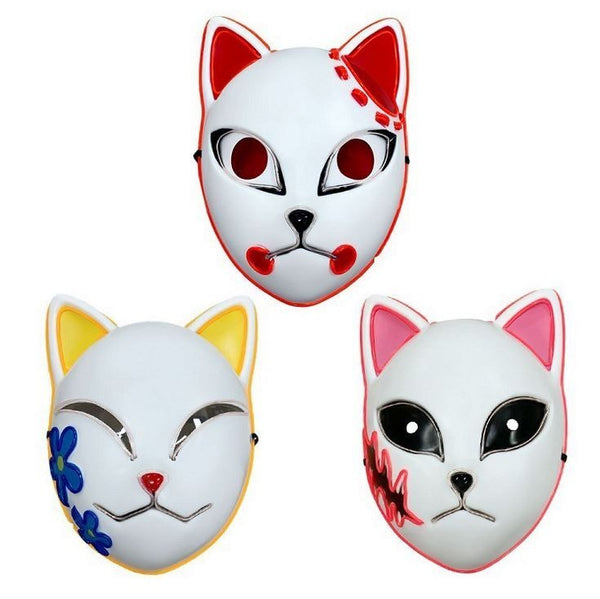 Kitsune mask EL wire light up detail