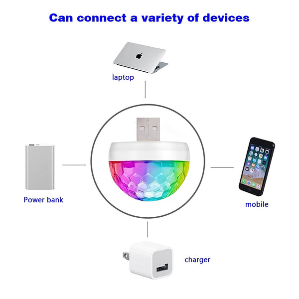 USB Mini LED RGB Disco Stage Light Party Club DJ KTV Magic Phone Sky Ball Lamp