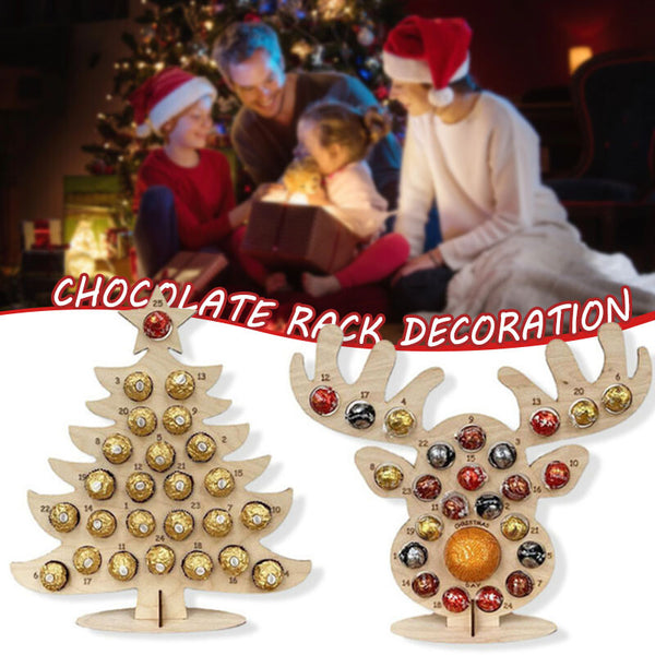 Party Christmas Tree Chocolate Holder Christmas Advent Calendar Wooden Frame