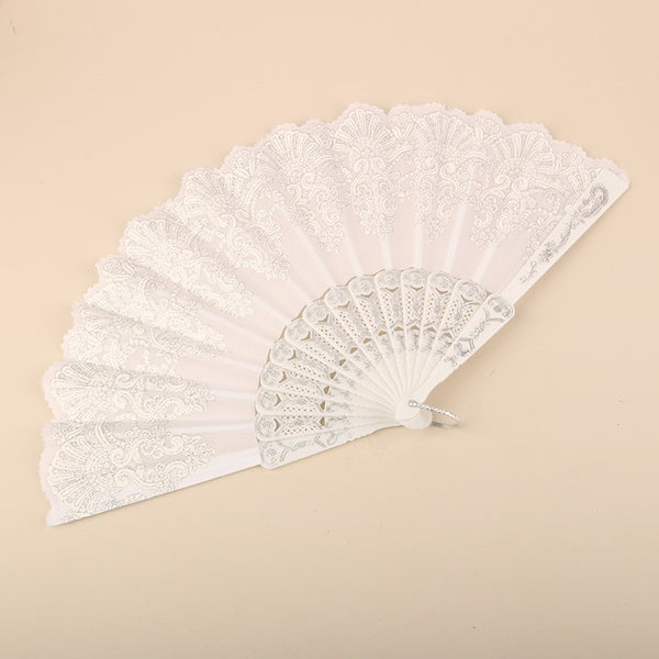10PCS White Folding Hand Fans Wedding Party Dance Costume Decoration Accessories
