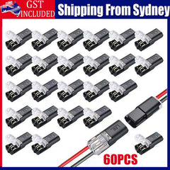 2-Pin Waterproof Car Electrical Connectors (60 Pack) – Automotive Wire Plug Kit