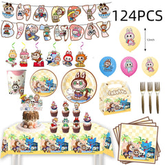 Tableware Banner Foil Helium Balloon Party Decoration Labubu Birthday Supplies