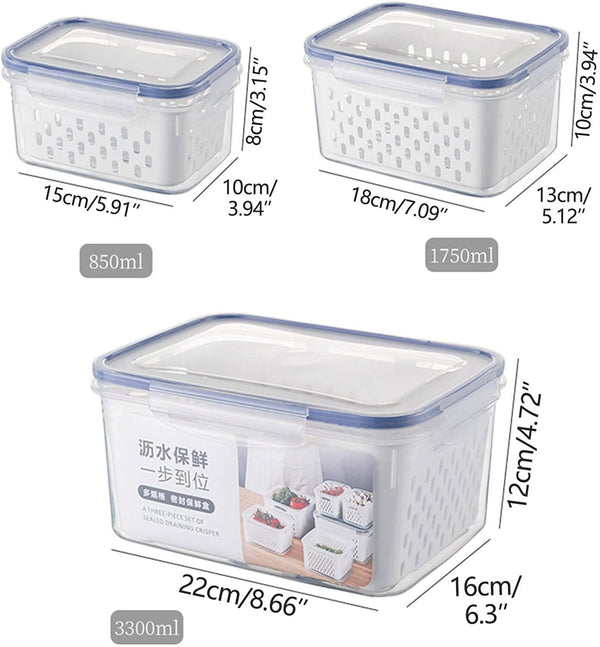 Fridge Storage Container with Removable Colander – BPA Free Fruit and Vegetable Keeper Box