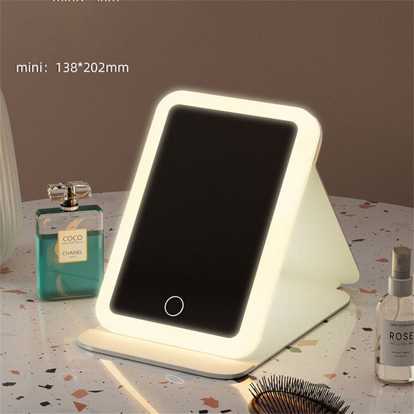Rechargeable LED Light Cosmetic Makeup Mirror USB Touch Screen Home Desk Vanity