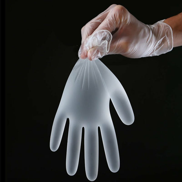 100PCS Clear Vinyl Disposable Gloves Powder Free Food Safe Protective Gloves