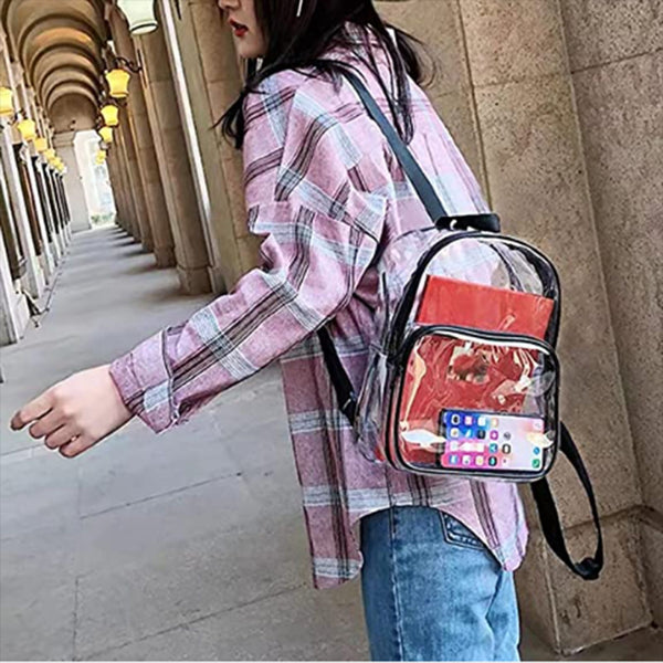 Transparent PVC Backpack Clear Travel School Bag | Security Stadium Hiking Rucksack