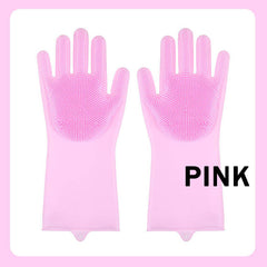 Magic Silicone Rubber Dish Washing Gloves Kitchen Scrubber Cleaning Sponge Tool