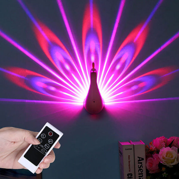 LED Home Decor wall lamp Peacock Projection Lamp Remote Control Night Light