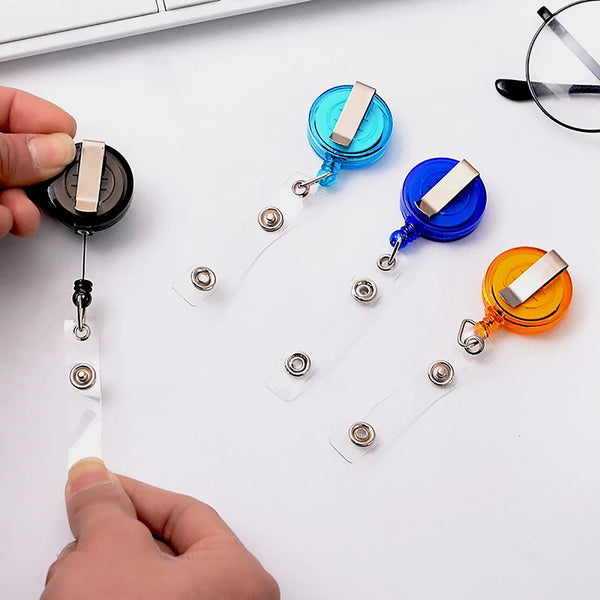 30PCS Retractable Badge Holders ID Card Reel Clips Key Ring Security Holders