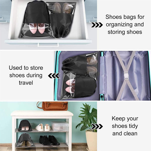 Portable Shoes Bag Travel Storage Pouch Drawstring Bag Non-woven Shoe Bag