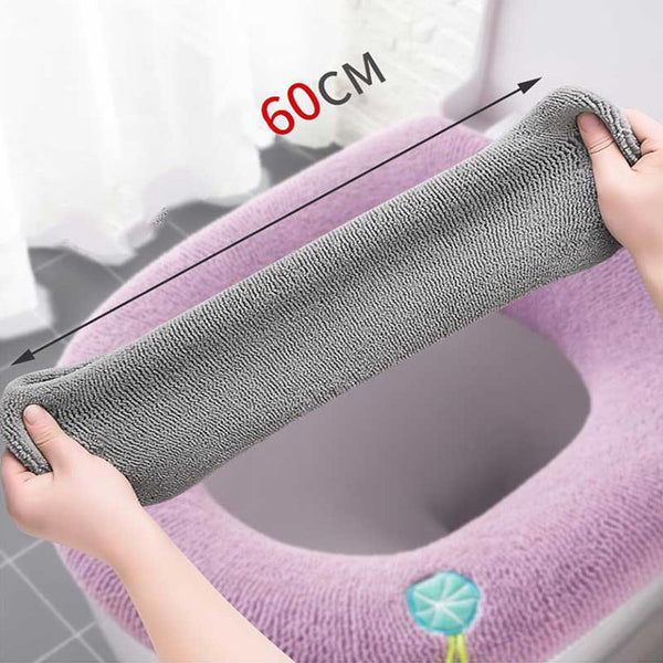 2PCS Soft Toilet Seat Cover Washable Bathroom Warmer Cushion Pad
