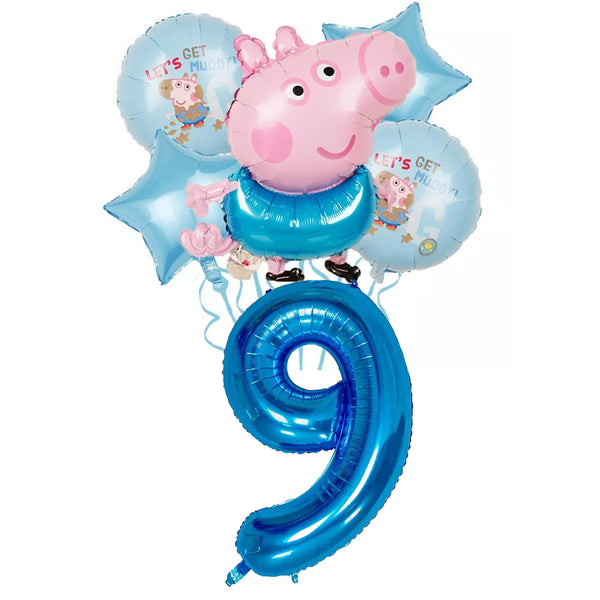 George Balloons Set With Numbers Party Supplies Peppa Pig Birthday Decoration