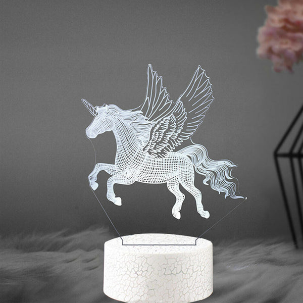 3D LED Unicorn Light Visual Decor Home Illusion Lamp Change Desk Night Touch
