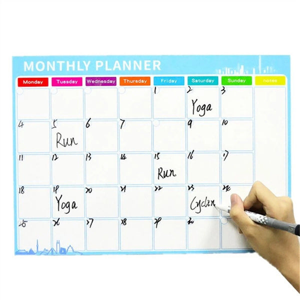 Monthly/Weekly Planner Fridge Calendar Magnetic Board with 3 markers + an Eraser