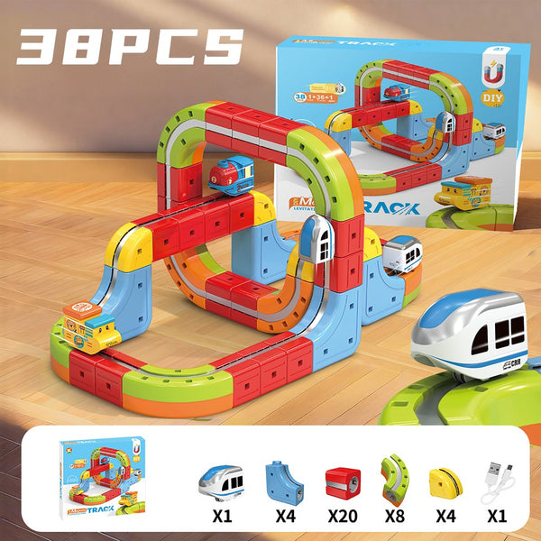 Electric Train Set Flexible Magnetic Car Kids Gift Xmas Race Track Building Toy