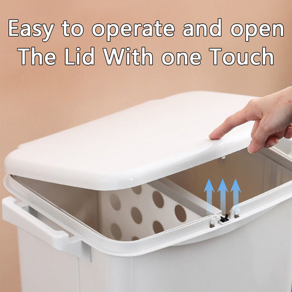 45L Kitchen Bin Waste Sorting Trash Bins 3 Lid Garbage Recycling Wheels Dustbin