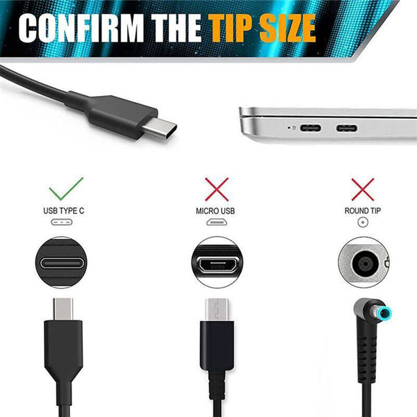 2pcs 65W USB-C Type-C Adapter Laptop Charger For Lenovo ThinkPad Acer Dell HP AU