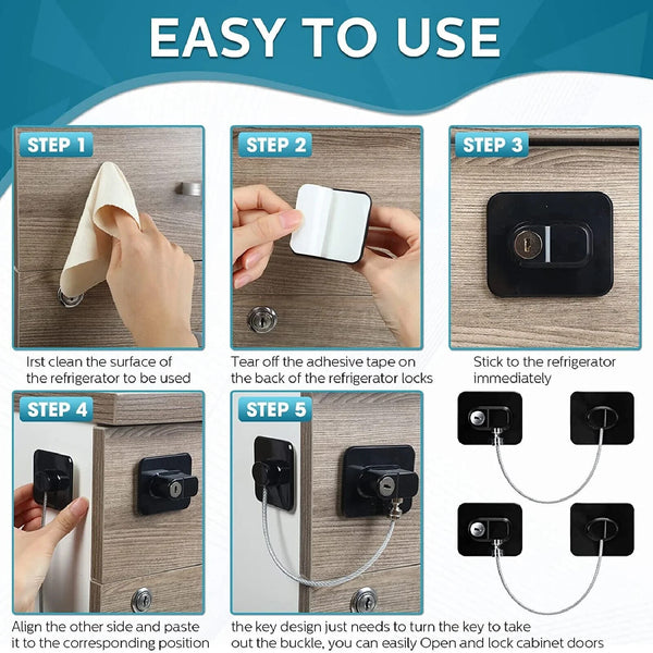 Refrigerator Lock with Keys Fridge Cabinet Child Safety Lock Childproof Lock AU