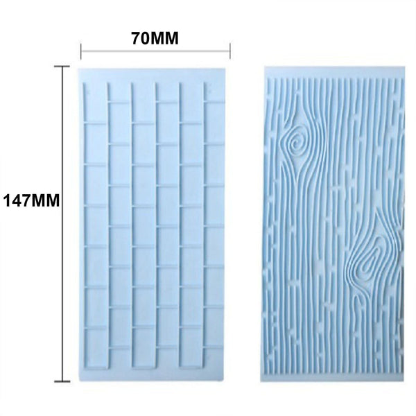 2pcs Cake Decoration Border Fondant Wall Brick Wood Grain Mold Mould Embosser AU