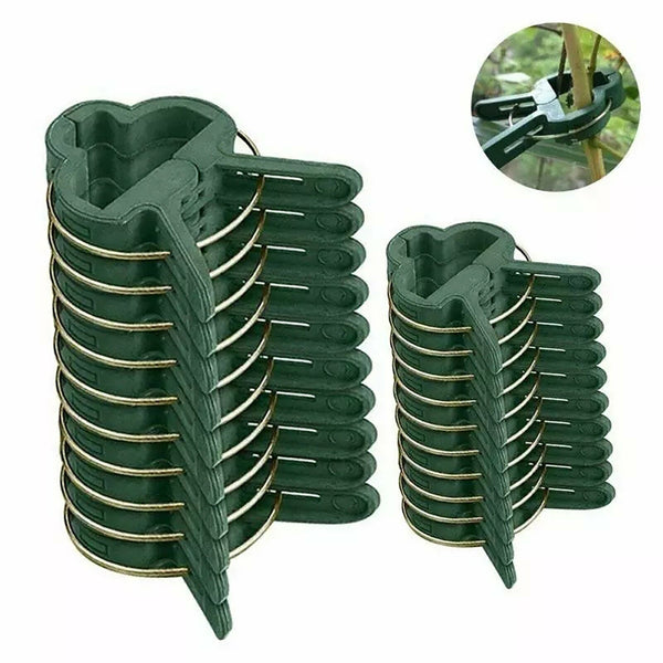 20X Garden Plant Clips Tomato Tie Support+100X Flower Pole Ring Clips Garden Tie