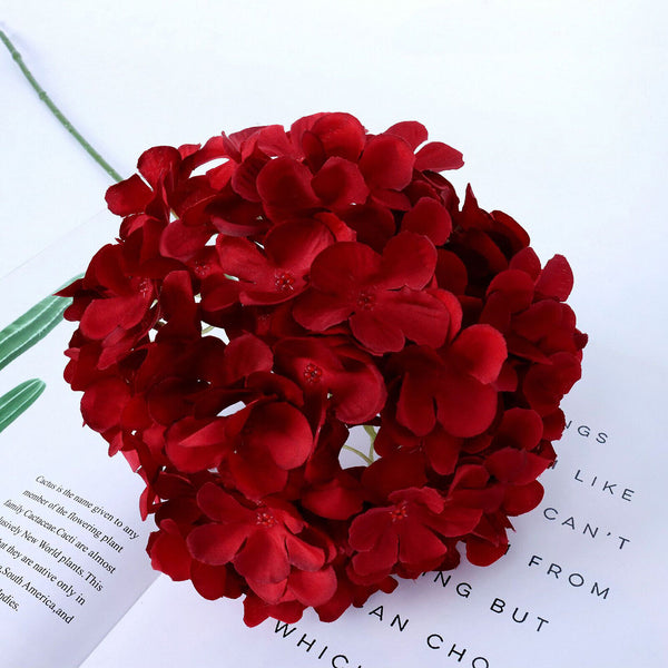 2PCS 6 Heads Hydrangea Flower Artificial Silk Flowers Stem Bouquet Wedding Party