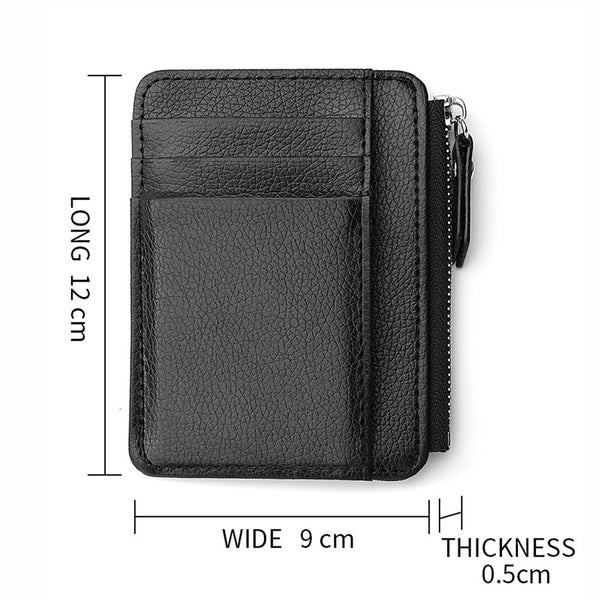 5pcs Leather Small Coin Case Card Holder Black Zip Wallet Pouch Mini Purse Bag