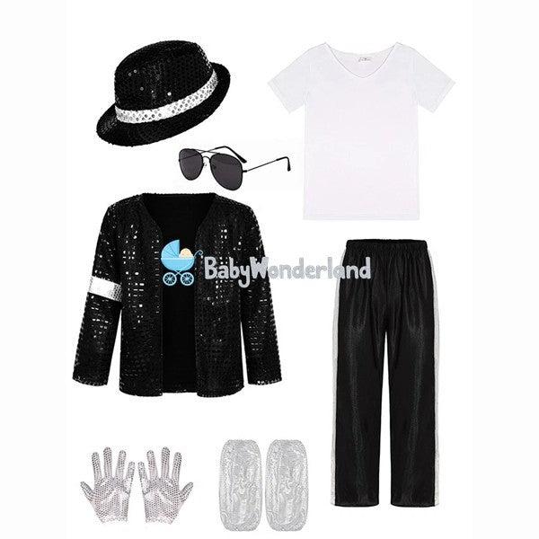 Boys Kids Michael Jackson Cosplay Costume Performance Book Week Halloween Wig