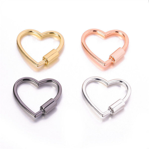 2 PCS Heart Shape Carabiner Clip Metal Open Buckles Clasp Spring Keyring Camping