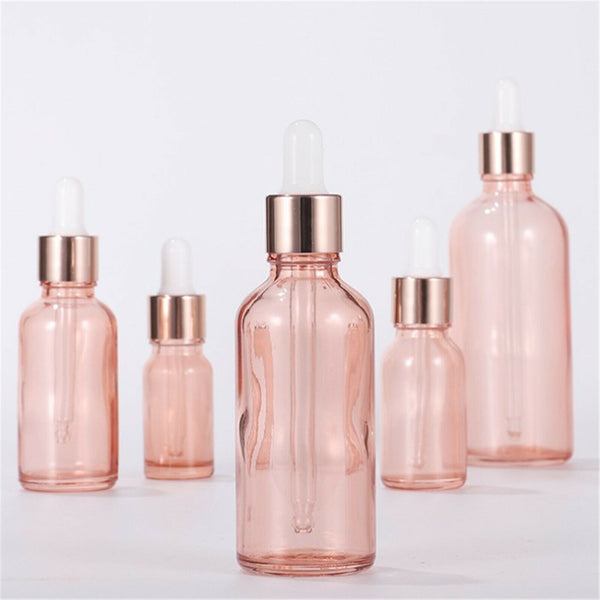 10pcs Glass Dropper Bottles Eye Pipette Roller Sprayer Essential Oils pink AUSTO