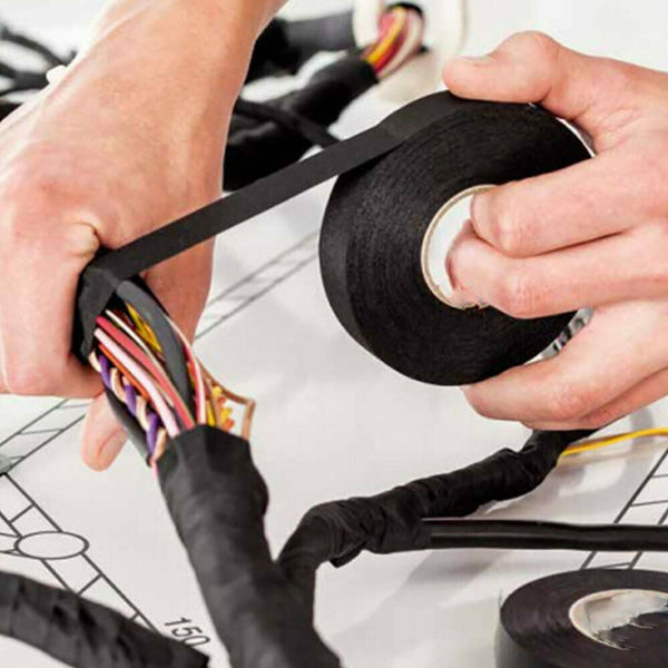 4PCS 9mmx 15M Adhesive Cloth Fabric Tape Cable Loom Wiring Harness For Car Auto