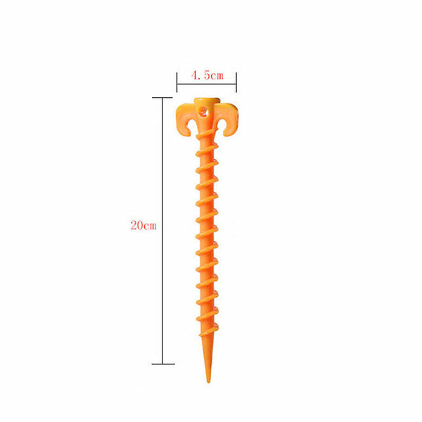 10PCS Screw Tent Pegs Ground Stakes Spiral Nails Plastic Tarp Outdoor Camping AU