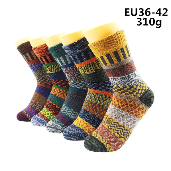 15Pairs Winter Thermal Nordic Socks – Warm Wool Blend Crew Socks
