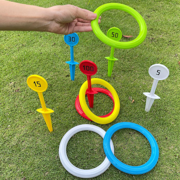 Kids Ring Toss Game Set Outdoor Throwing Rings & Stakes Toy