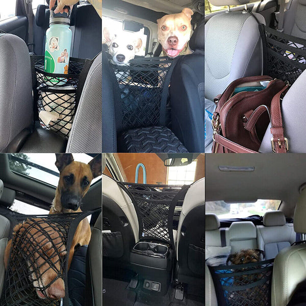 3PCS Car Storage Net Elastic Mesh Pocket Organiser Cargo Trunk Seat Storage Bag