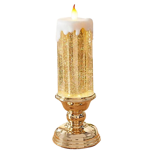 Glitter Flameless Candles Waterproof LED Candle Pillar Colorful Christmas Lights