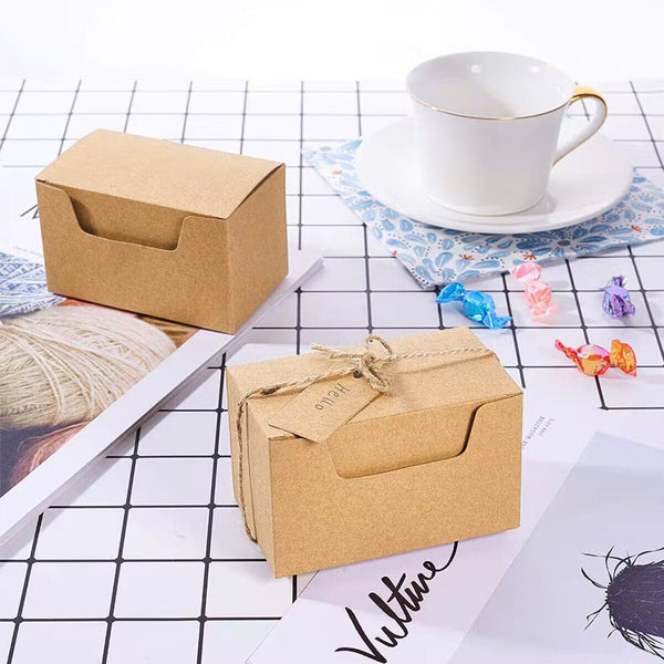 50pcs retro rectangular kraft paper wedding candy boxes gift packaging box AU